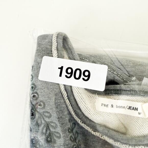 Rag & Bone /Jean Embroidered Mini Shift Dress Sweatshirt Gray - S - Picture 10 of 10